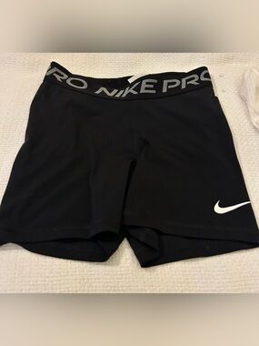 Nike Black Athletic Compression Shorts with Branded Waistband small
